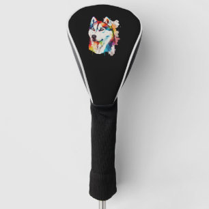 Couvre-club De Golf Aquarelle Sibérie Husky Colorful Husky Amoureux de