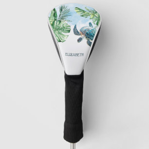 Couvre-club De Golf Aquarelle tortue Feuilles tropicaux