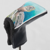 Couvre-club De Golf Aquarelle verte de la tortue marine (Devant 3/4)