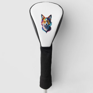 Couvre-club De Golf arc-en-ciel coloré réaliste corgi conception de ch