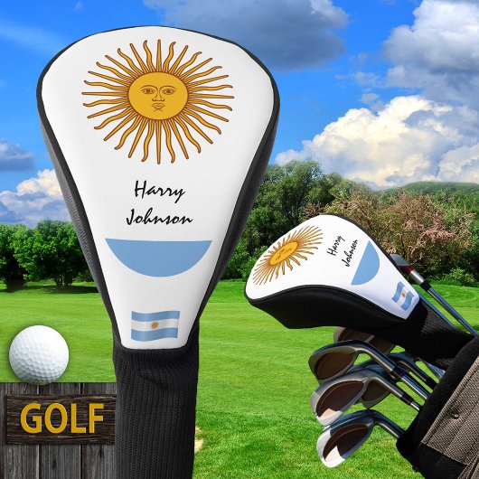 Couvre-club De Golf Argentine Drapeau & Clubs de Golf Monogrammes Couv