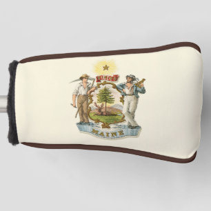 Couvre-club De Golf Armoiries de l'État du Maine (années 1870 vintages