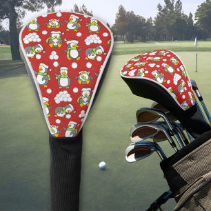 Couvre-club De Golf Arrière - plan de pingouins de Noël