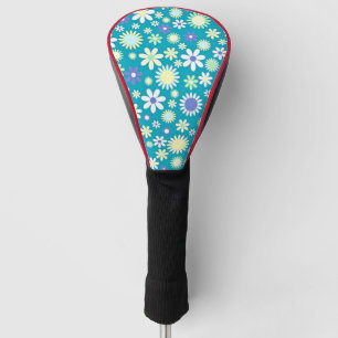 Couvre-club De Golf arrière - plan vintage à fleurs, turquoise et viva