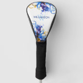 Couvre-club De Golf Art fluide abstrait bleu vibrant (Devant)