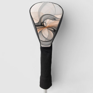 Couvre-club De Golf Art fractal moderne gris sienne anthracite abstrai