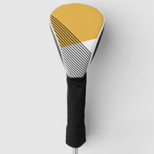 Couvre-club De Golf Art géométrique simple noir, blanc et jaune