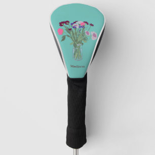 Couvre-club De Golf Art moderne Fleurs sauvages colorés heureux +Perso