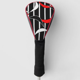 Couvre-club De Golf Art moderne noir, blanc, rouge