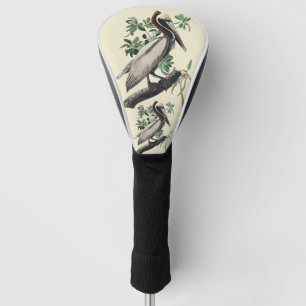 Couvre-club De Golf Art Vintage Audubon Pélican Brun Oiseau de la Côte