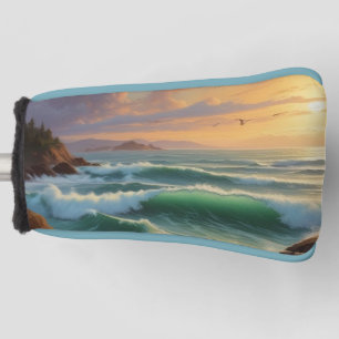 Couvre-club De Golf Artwork de peinture de paysage marin Sunset Ocean