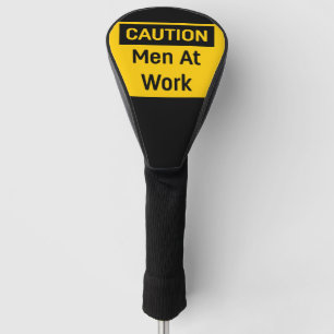 Couvre-club De Golf ATTENTION Hommes au travail Jaune et Noir