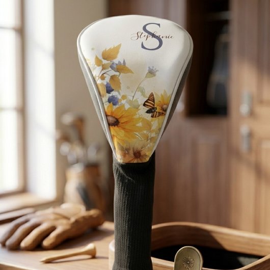 Couvre-club De Golf Autumn Sunflower Monogram