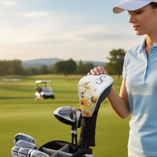 Couvre-club De Golf Autumn Sunflower Monogram