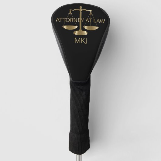 Couvre-club De Golf Avocat, monogramme - noir et or (Devant)