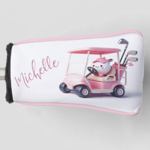 Couvre-club De Golf Bal de golf mignon conduisant un panier de golf