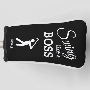 Couvre-club De Golf BALANCEZ COMME UN BOSS Putter Monogramme Noir