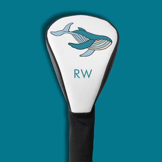 Couvre-club De Golf Baleine bleue monogramme 