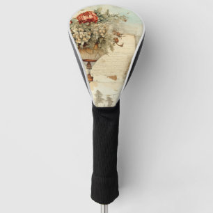 Couvre-club De Golf Balloon vintage à air chaud dans un paysage serein