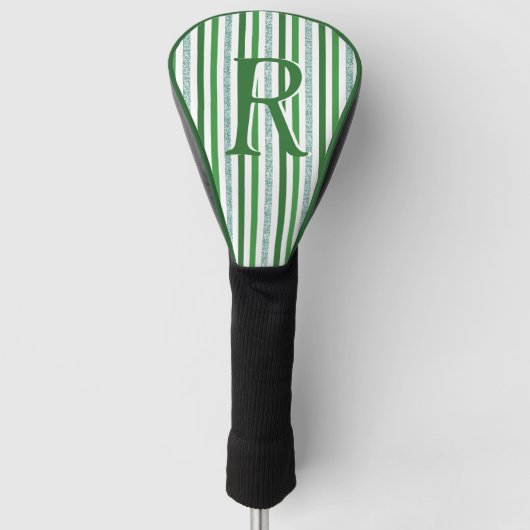 Couvre-club De Golf Bandes de Parties scintillant argent vert Monogram (Devant)