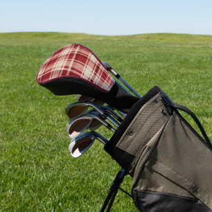 Couvre-club De Golf Bandes Plaid Crème Rouge
