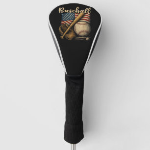 Couvre-club De Golf Baseball Patriotique Drapeau Américain Sport Vinta