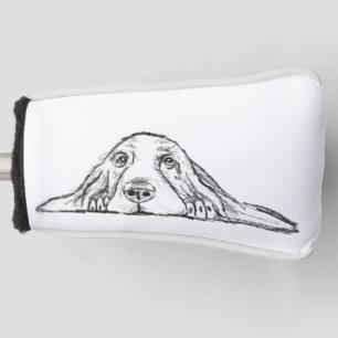 Couvre-club De Golf basset hound noir blanc yeux de chiot simple
