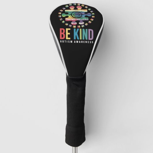 Couvre-club De Golf Be Kind Sensibilisation sur l'autisme Conception c (Devant)