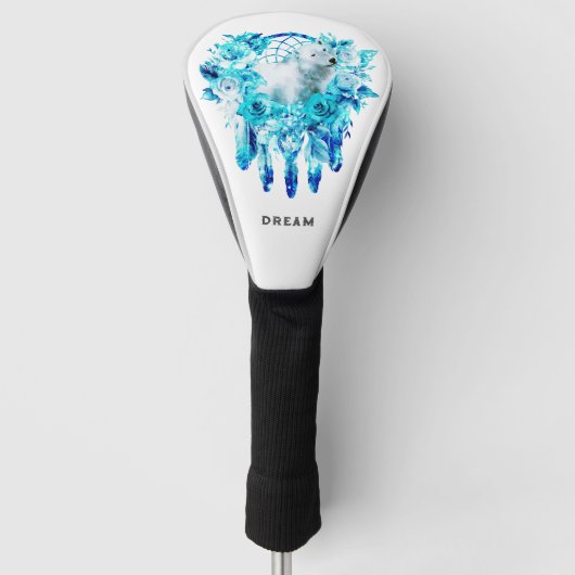 Couvre-club De Golf Bear Dreamcatcher Turquoise Ice Blue Floral (Devant)