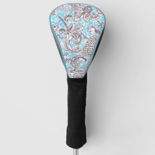 Couvre-club De Golf Beau bleu gris classique floral