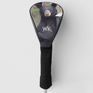 Couvre-club De Golf Beau Monogramme d'ours noir