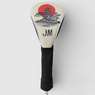 Couvre-club De Golf Beau paysage japonais avec lever de soleil