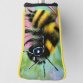 Couvre-club De Golf Belle abeille sur une fleur rose Gros plan (Tourné à 90°)