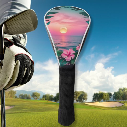 Couvre-club De Golf Belle couronne de soleil couchant rose-Turquoise t