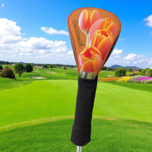 Couvre-club De Golf Belle Tulipe Orange Vibrante Nom Personnalisé