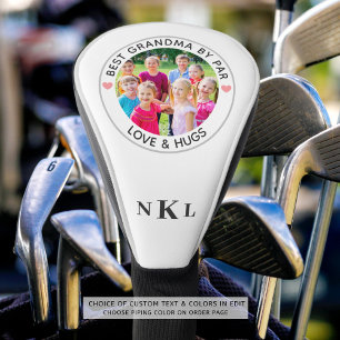 Couvre-club De Golf BEST GRANDMA PAR PAR Photo Coeurs Monogrammes