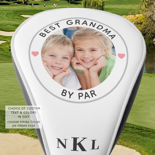 Couvre-club De Golf BEST GRANDMA PAR PAR Photo Monogramme Initiales Co
