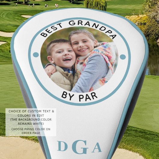 Couvre-club De Golf BEST GRANDPA PAR PAR Photo Monogramme Bleu clair