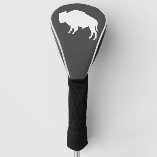 Couvre-club De Golf Bison blanc Silhouette animal sauvage (Devant)