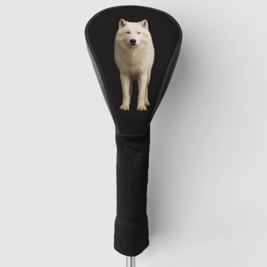 Couvre-club De Golf Black 4 Luxe Golf Driver Cover, Ivory Arctic Wolf (Devant)