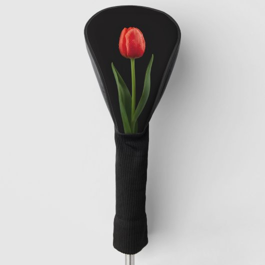 Couvre-club De Golf Black 4 Luxe Golf Driver Cover, Ruby Red Tulip (Devant)