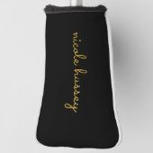 Couvre-club De Golf Black and Gold Script | Stylish Monogram Modern (Tourné à 90°)