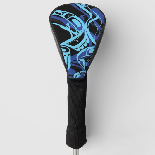 Couvre-club De Golf Black Blue Haida Eagle Thunder Bird Art autochtone (Devant)