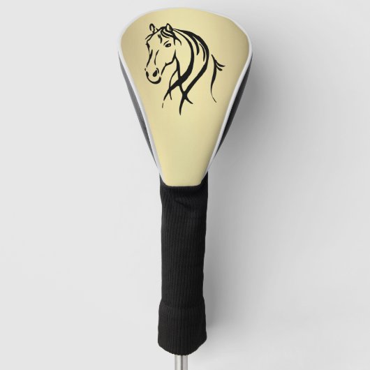 Couvre-club De Golf Black Horse Head Gold (Devant)