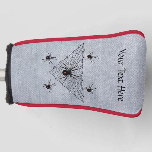 Couvre-club De Golf Black Widow Spiders Red Hourglass dans Black Web (Devant)