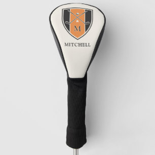 Couvre-club De Golf Blason de golf vintage croisé personnalisé nom ora