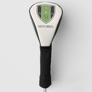 Couvre-club De Golf Blason de golf vintage croix des clubs nom personn