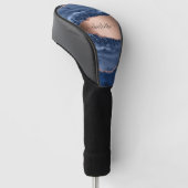 Couvre-club De Golf Bleu agate marbre rose or nom script (Incliné)