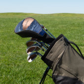 Couvre-club De Golf Bleu agate marbre rose or nom script (In Situ)