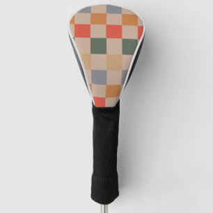 Couvre-club De Golf Bleu Beige Orange Brown À damiers En vichy Motif